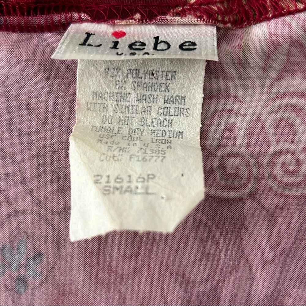 Vintage Liebe Red Floral Damask Print Top S Scoop Neck Y2K 90s Grunge Whimsygoth - Picture 4 of 6